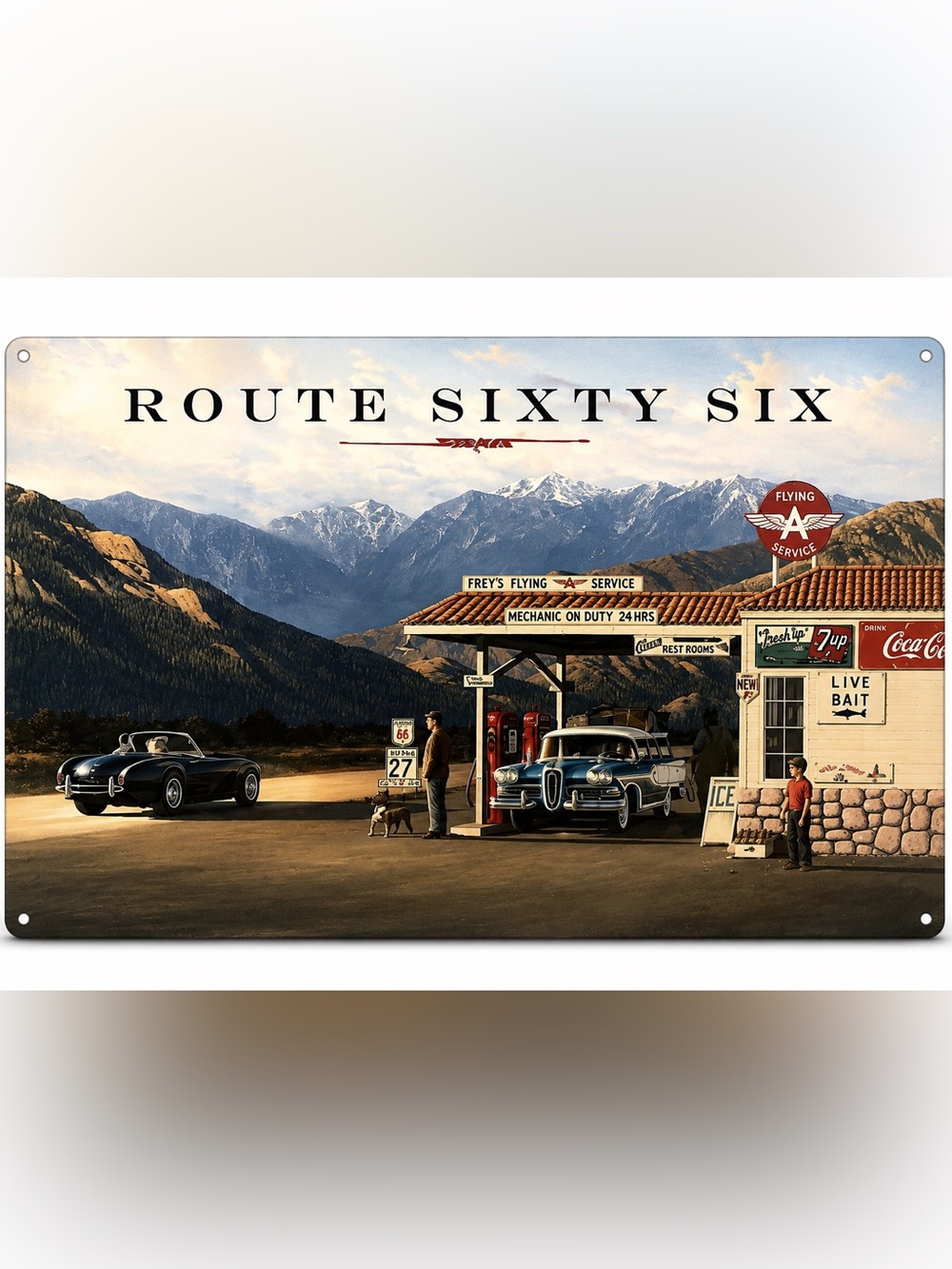 NEW Large Heavy Duty Steel Route 66 Flying A Service Gas Station Sign